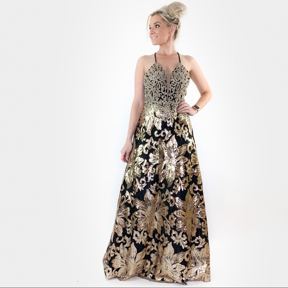 Gold Sparkly Prom Dress - Picture 6 of 8